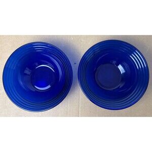 Bormioli Rocco‎ Forum Saphir Vintage Cobalt Blue Fruit Dessert Glass Bowl Set 2